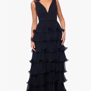 Elegant Black Ruffled Gown